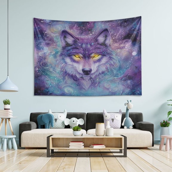 WOBOGO Beautiful Fantasy Wolf Tapestry 60×51in Home Living Room Bedroom Wall Hanging Ornaments