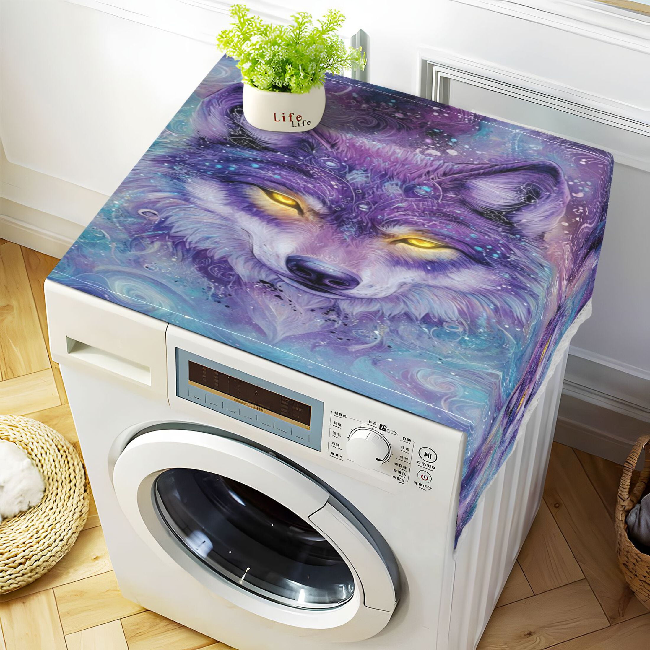 WOBOGO Beautiful Fantasy Wolf Washing Machine Cloth Dryer Refrigerator Top Cover Protective Non-Slip Mat For Kitchen Laundry