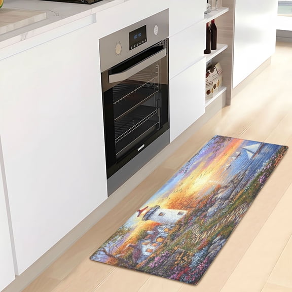 WOBOGO Beautiful Lighthouse Carpet 39x20in Kitchen Bathroom Livingroom Plush Absorbent Non-Slip Floor Mat