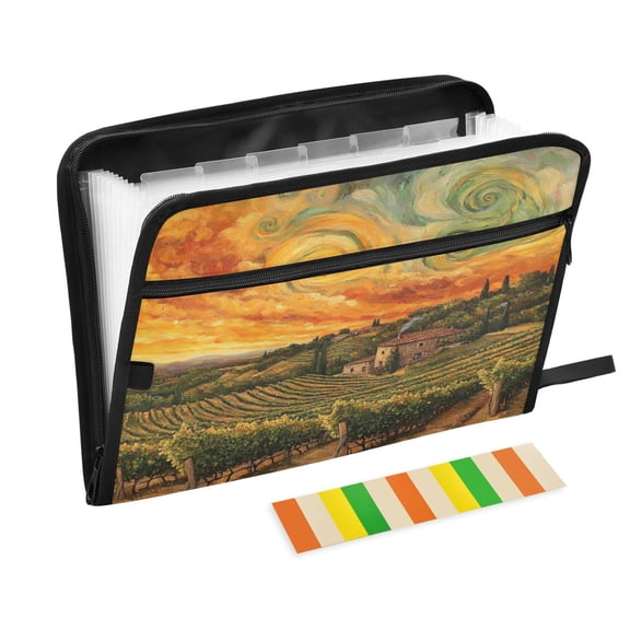 WOBOGO Beautiful Vineyard Expanding File Folder Letter Size Accordion Filing Organizer 13 Pocket Separate Organ Pocket