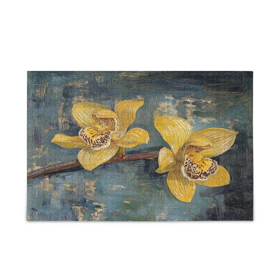 WOBOGO Beautiful Yellow Cymbidium Puzzle Challenge 500 Piece Jigsaw Suitable for Game Night Finished Size 20.5 x 14.9in