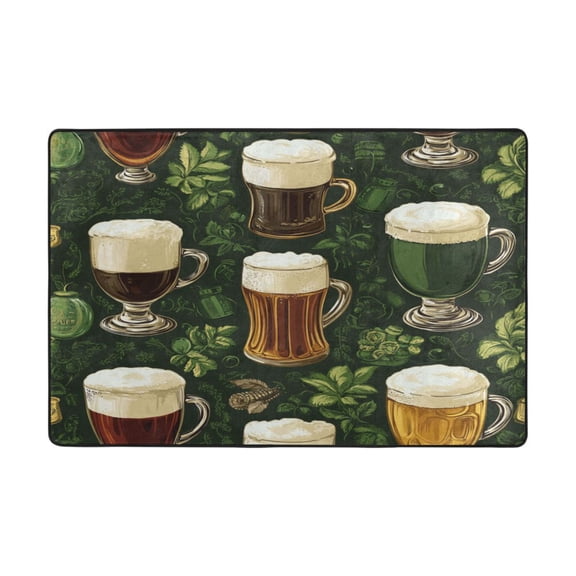 WOBOGO Beer Pattern with St Patricks Carpet Non-Slip Rugs Soft Doormat 72×48in Living Dining Room Bedroom Decorative