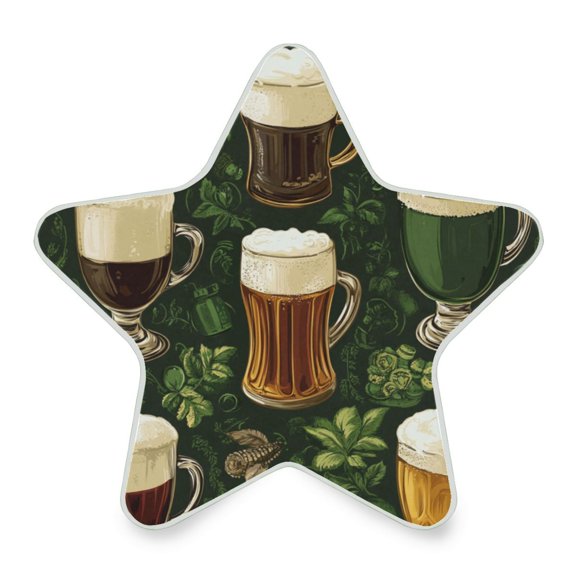 WOBOGO Beer Pattern with St Patricks LED Star Night Light 0.2 Watt Wall Plug Dusk to Dawn Auto Switch Adjustable Brightness Soft White Light