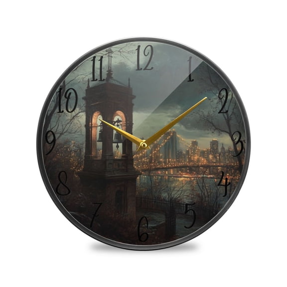 WOBOGO Bell Tower Acrylic Wall Clock Battery Operated 11.9in Silent No Tick Bedroom Living Room Office Classroom Decoration