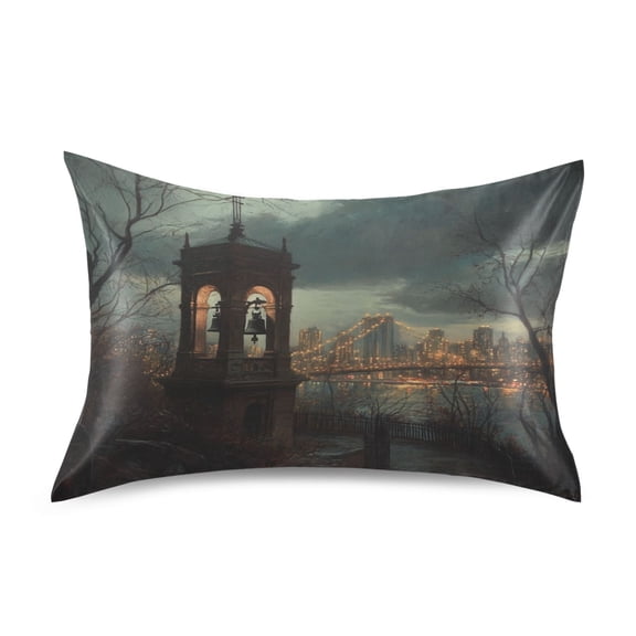 WOBOGO Bell Tower Satin Pillowcase Soft Smooth Envelope Design Comfortable Bedding Essentials 20×26in