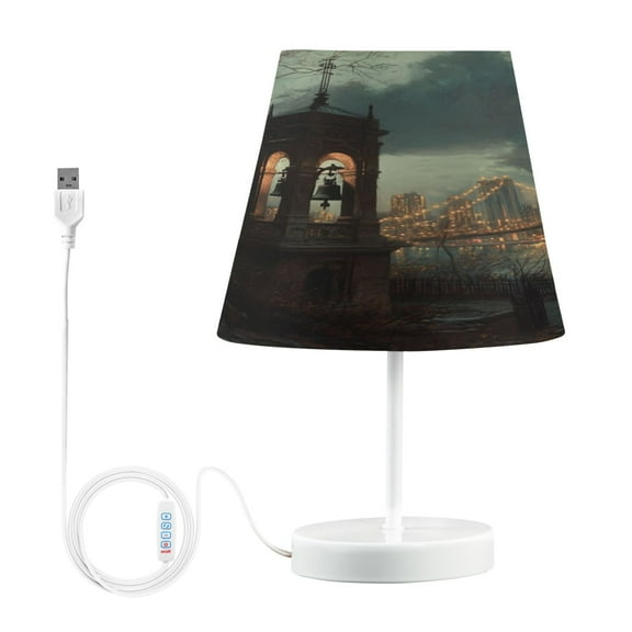 WOBOGO Bell Tower Table Lamps Bedroom 3-Speed Dimmable Farm Style with Fabric Shade for Reading and Home Office