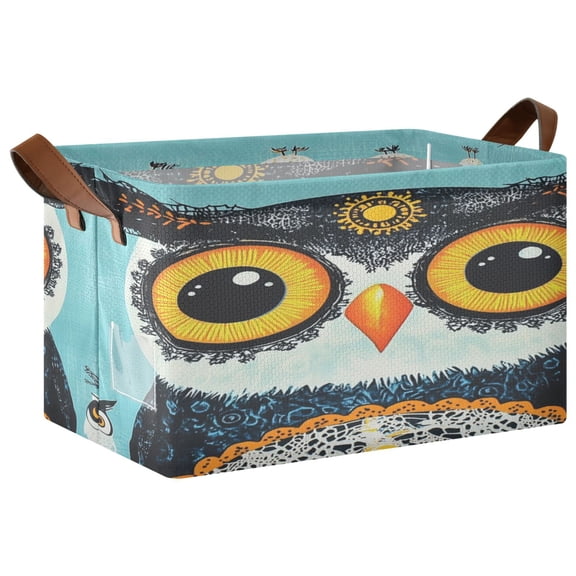 WOBOGO Big Head Owl Storage Basket 16.9×11.4×10in Collapsible Oversized with Metal Iron Frame Set of 2