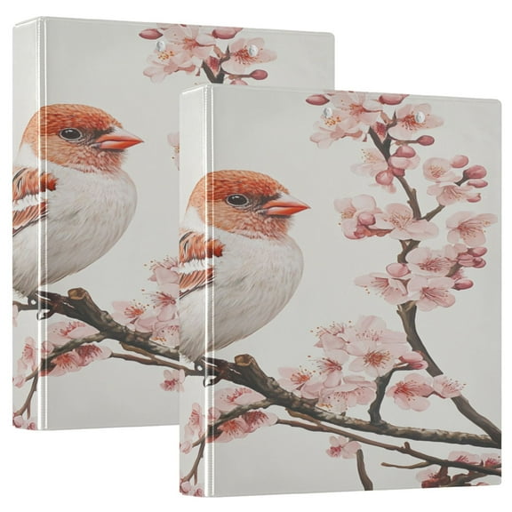 WOBOGO Birds Perched on Branches File Folders Extra Large Capacity to Hold 200 Sheets of Documents Hard Shell Ring Binder for School Home Office