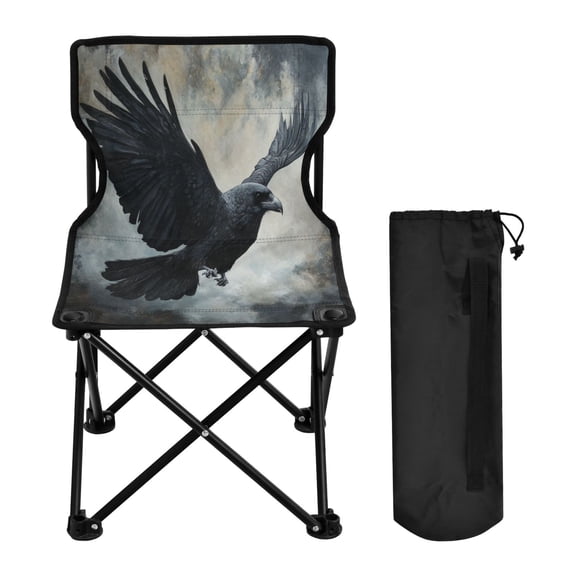 WOBOGO Black Bird Camping Chair Convenient Four Corner Backrest Folding Stool Can Hold Up to 220lbs