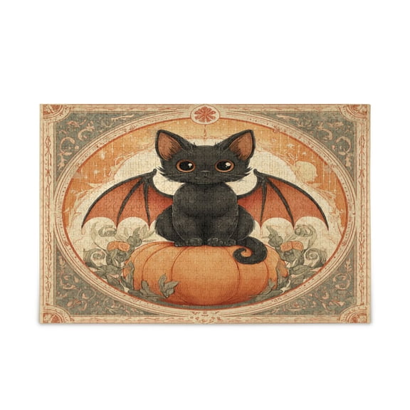 WOBOGO Black Cat Angel Puzzle Challenge 1000 Piece Jigsaw Suitable for Game Night Finished Size 29.5 x 19.7in
