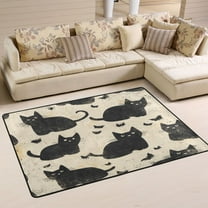 WOBOGO Black Cat Carpet Non-Slip Rugs Soft Doormat 36×24in Living Dining Room Bedroom Decorative