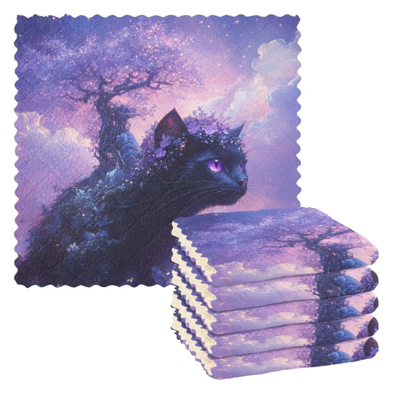 WOBOGO Black Cat Goblin Kitchen Towels 6pcs Ultra Soft Absorbent Quick Drying Dish Cloths 1111inch