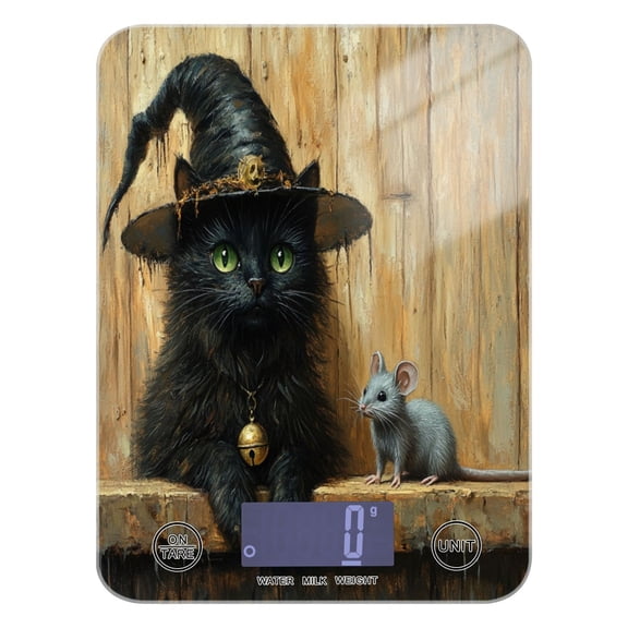 WOBOGO Black Cat Meet Gray Mouse Kitchen Scale Digital Gram and Ounce Weighing for Cooking Baking Ketogenic Diet Meal Prep