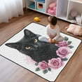 thumbnail image 1 of WOBOGO Black Cat with Pink Roses Baby Playmats Extra Large Waterproof Rollable Activity Pads for Toddlers 50×50inch, 1 of 7