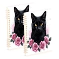 thumbnail image 1 of WOBOGO Black Cat with Pink Roses Notebook College Horizontal Grid Paper Ink Spill Resistant Water Resistant Cover 8.3x5.7x0.4in, 1 of 8