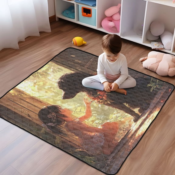 WOBOGO Black Dog with Lass Baby Playmats Extra Large Waterproof Rollable Activity Pads for Toddlers 5050inch