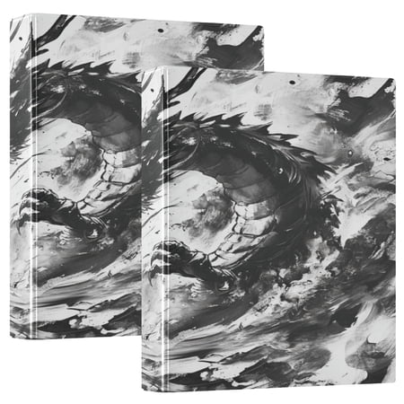 WOBOGO Black Dragon File Folders Extra Large Capacity to Hold 200 Sheets of Documents Hard Shell Ring Binder for School Home Office