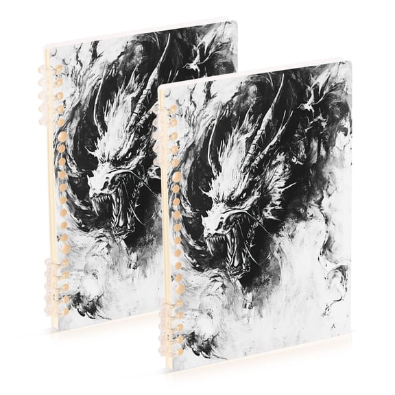 WOBOGO Black Dragons Notebook College Horizontal Grid Paper Ink Spill Resistant Water Resistant Cover 8.3x5.7x0.4in