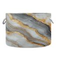 thumbnail image 1 of WOBOGO Black Gold Marble Pattern Toy Storage Basket 20×14in Canvas Laundry Hamper for Living Room Kids Room Bathroom Organizer, 1 of 6