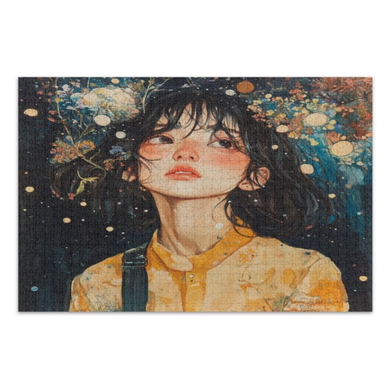 WOBOGO Black Hair Lass Jigsaw Puzzle Challenge 500 Piece Jigsaw Suitable for Game Night Finished Size 20.5 x 14.9in