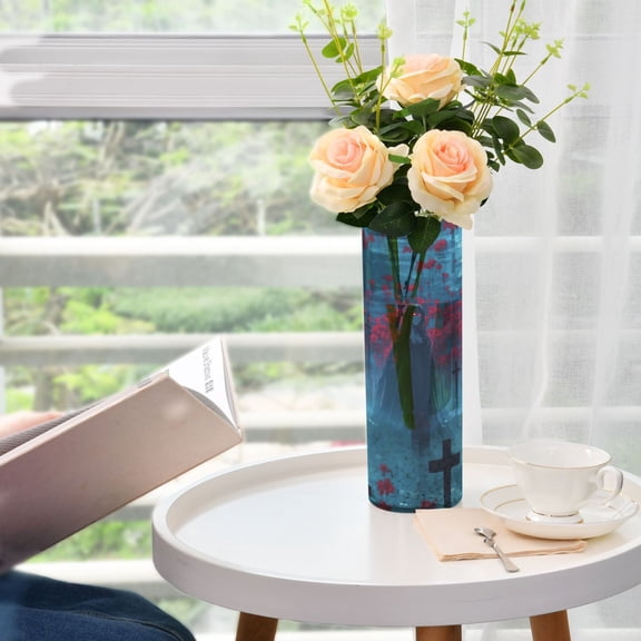 WOBOGO Black Haired Lass Plastic Vase Home or Wedding Decoration Centerpiece Unbreakable 11.83.9in