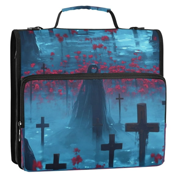 WOBOGO Black Haired Lass Ring Binder Bag 1.5in Folder Organizer with Shoulder Strap for 13Inch Laptop and 500 Sheets of Paper