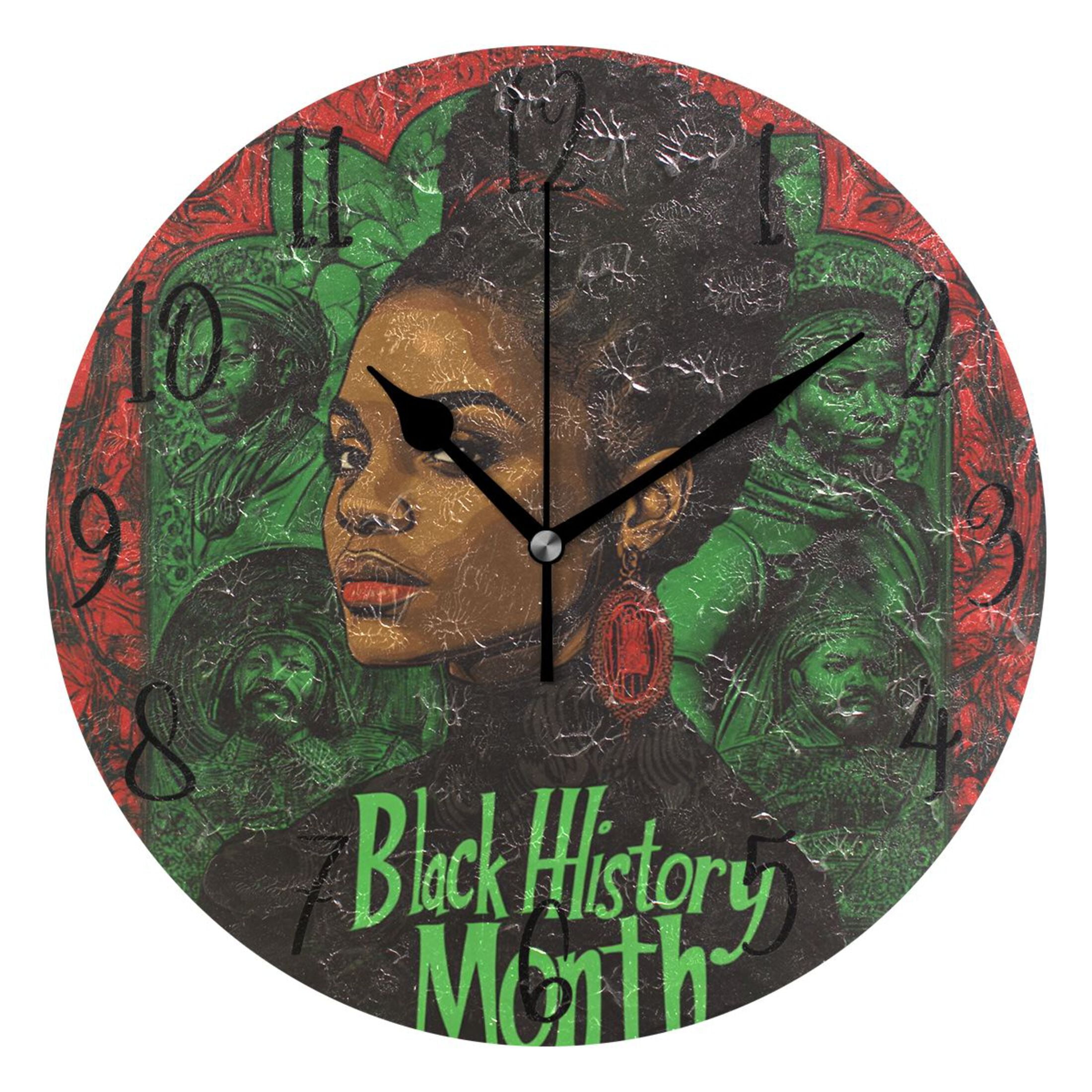 WOBOGO Black History Month Pattern Wall Clock 10in Silent Mechanism ...