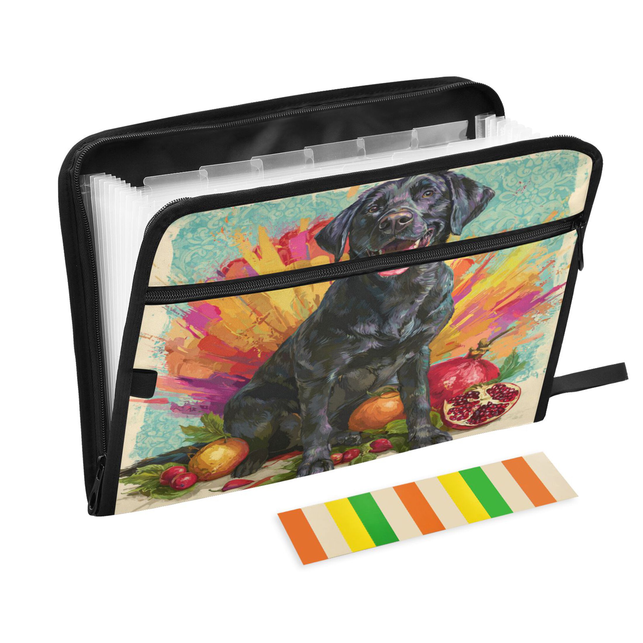 WOBOGO Black Labrador Expanding File Folder Letter Size Accordion Filing Organizer 13 Pocket Separate Organ Pocket