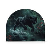 WOBOGO Black Panther Leaping over Water Clear Acrylic Napkin Holder Kitchen Tissue Face Towel Cocktail Rack Bar Restaurant Dinner Paper Dispenser