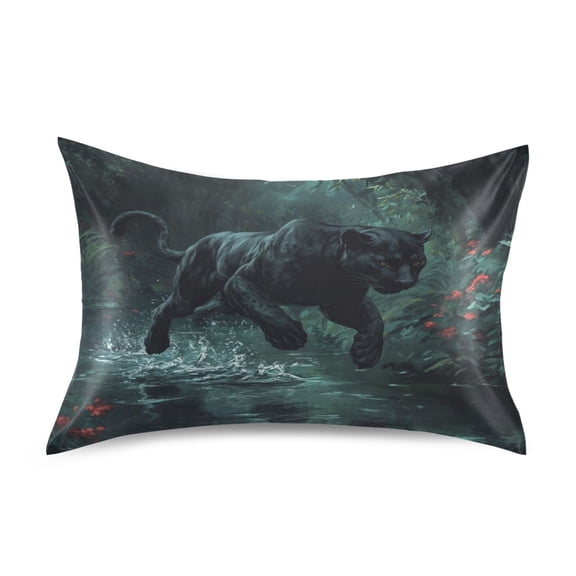 WOBOGO Black Panther Leaping over Water Satin Pillowcase Soft Smooth Envelope Design Comfortable Bedding Essentials 20×26in