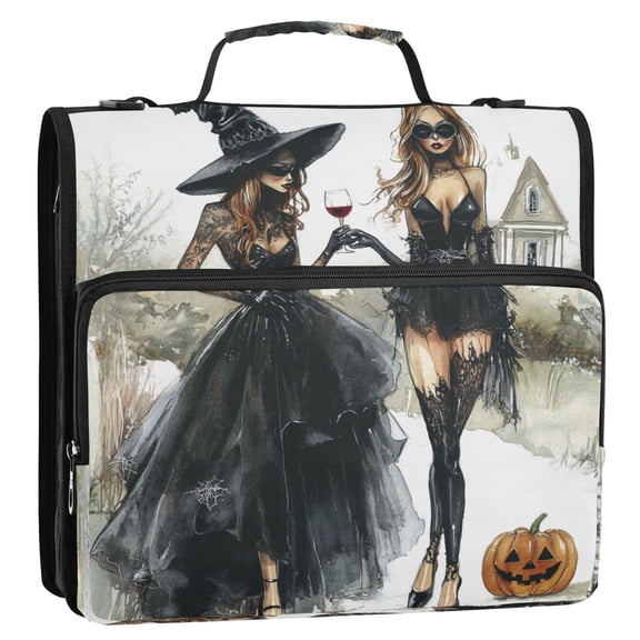 WOBOGO Black Skirt Beauty Ring Binder Bag 1.5in Folder Organizer with Shoulder Strap for 13Inch Laptop and 500 Sheets of Paper