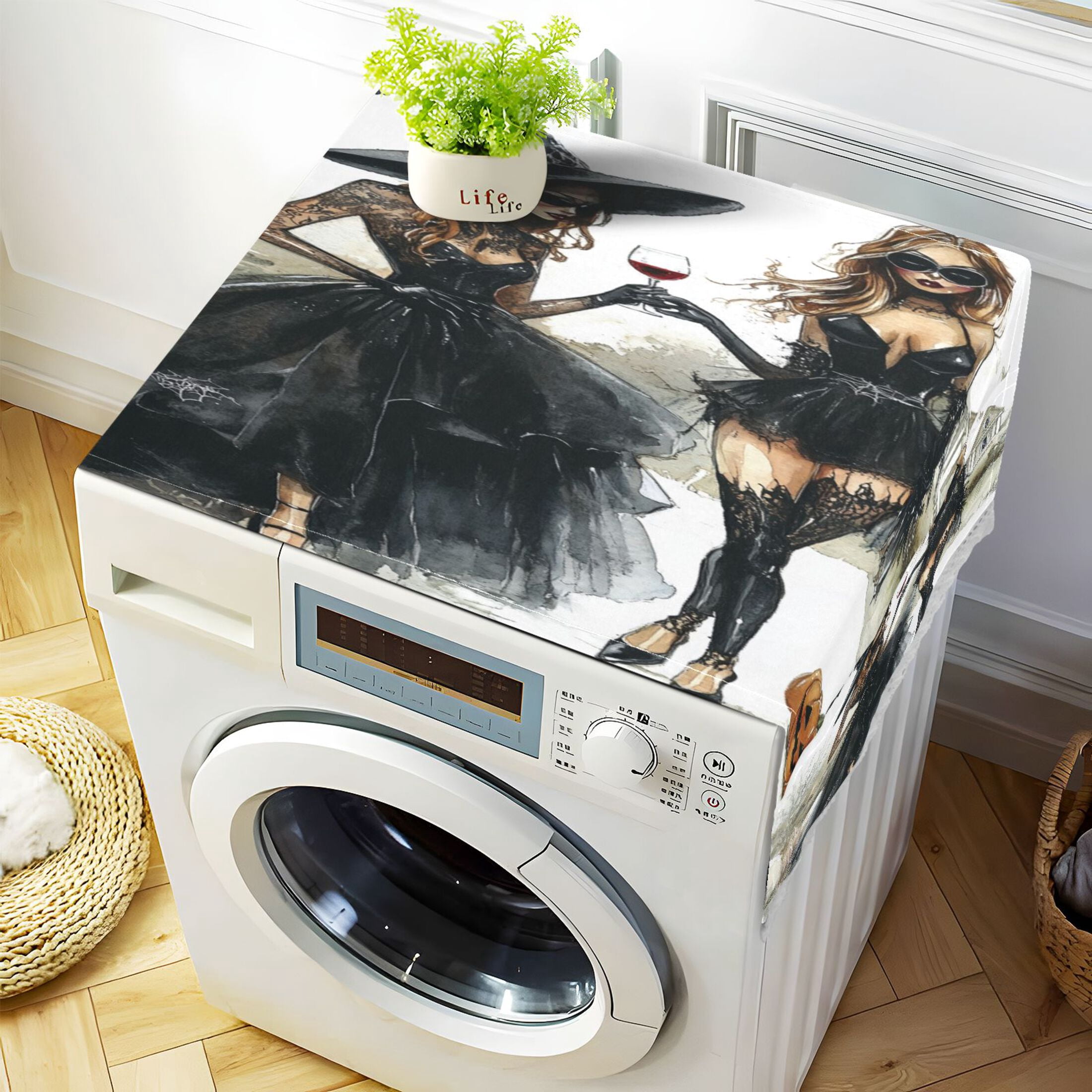 WOBOGO Black Skirt Beauty Washing Machine Cloth Dryer Refrigerator Top Cover Protective Non-Slip Mat For Kitchen Laundry