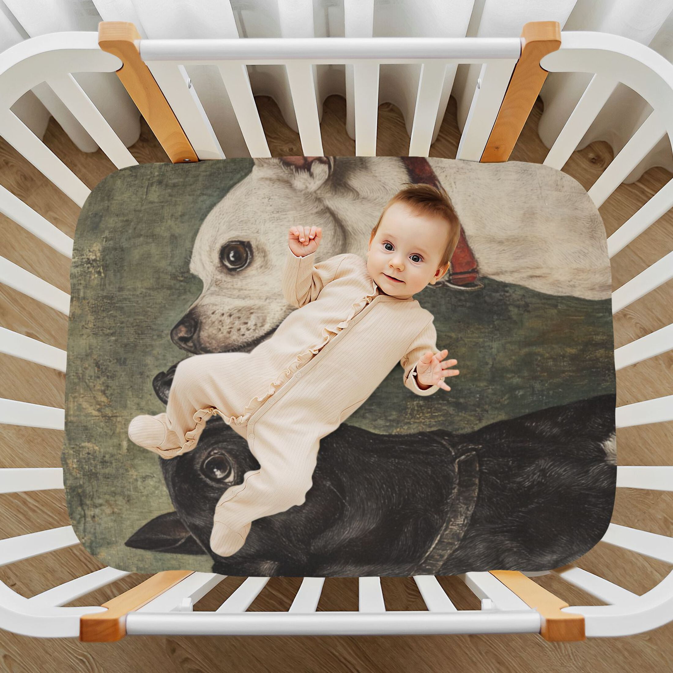 Visual Reference: Wobogo Black And White Dog Baby Crib Sheets Super Soft