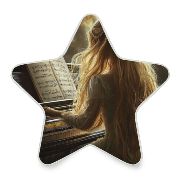 WOBOGO Blonde Lass Playing The Piano LED Star Night Light 0.2 Watt Wall Plug Dusk to Dawn Auto Switch Adjustable Brightness Soft White Light