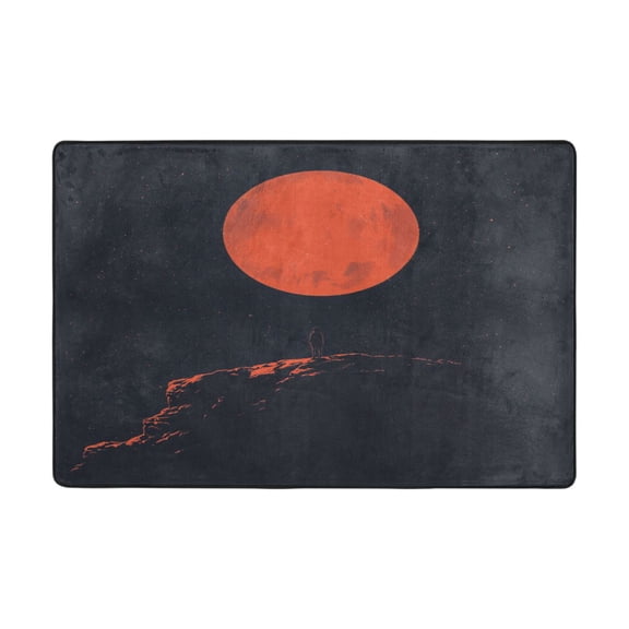 WOBOGO Blood Moon Carpet Non-Slip Rugs Soft Doormat 72×48in Living Dining Room Bedroom Decorative