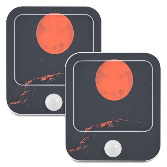 WOBOGO Blood Moon Night Light Lamp with Smart Sensor Dusk to Dawn Sensor 0.6W Plug-in 2-Pack