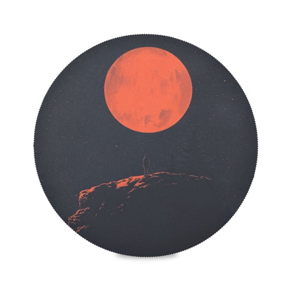 WOBOGO Blood Moon Round Placemats Set of 6 Heat Resistant Washable Kitchen Table Decorations 15.4in