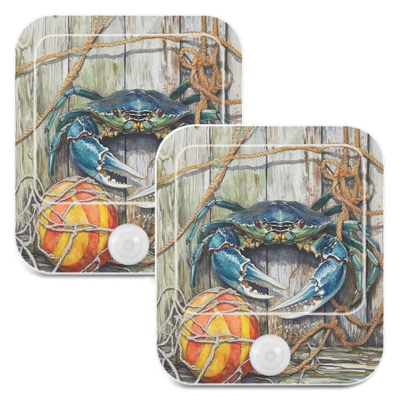 WOBOGO Blue Crab Night Light Lamp Set of 2 with Smart Sensor Dusk to Dawn Sensor 0.6W Plug-in