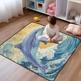 thumbnail image 1 of WOBOGO Blue Dolphin Baby Playmats Extra Large Waterproof Rollable Activity Pads for Toddlers 50×50inch, 1 of 7