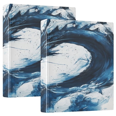 WOBOGO Blue Dragon File Folders Extra Large Capacity to Hold 200 Sheets of Documents Hard Shell Ring Binder for School Home Office