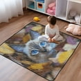 thumbnail image 1 of WOBOGO Blue Eyes Cat Baby Playmats Extra Large Waterproof Rollable Activity Pads for Toddlers 50×50inch, 1 of 7