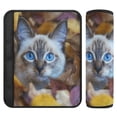 thumbnail image 1 of WOBOGO Blue Eyes Cat Seat Belt Cover 2 Piece Soft Comfort Driving Shoulder Pad Suitable for All Cars and Backpacks, 1 of 8