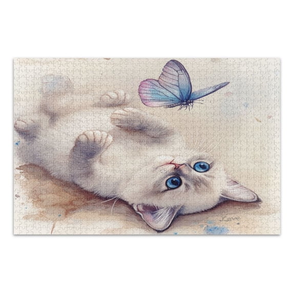 WOBOGO Blue Eyes Ragdoll Cat Jigsaw Puzzle Challenge 500 Piece Jigsaw Suitable for Game Night Finished Size 20.5 x 14.9in