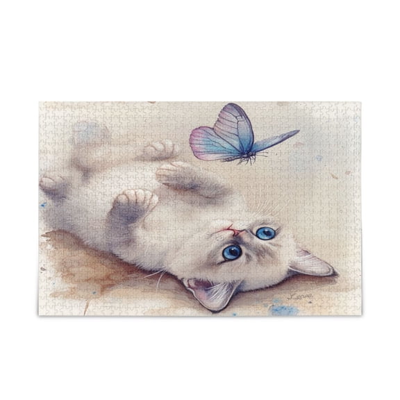 WOBOGO Blue Eyes Ragdoll Cat Puzzle Challenge 500 Piece Jigsaw Suitable for Game Night Finished Size 20.5 x 14.9in