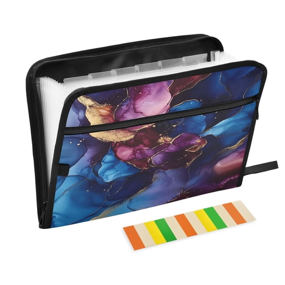 WOBOGO Blue Gilt Marbles Expanding File Folder Letter Size Accordion Filing Organizer 13 Pocket Separate Organ Pocket