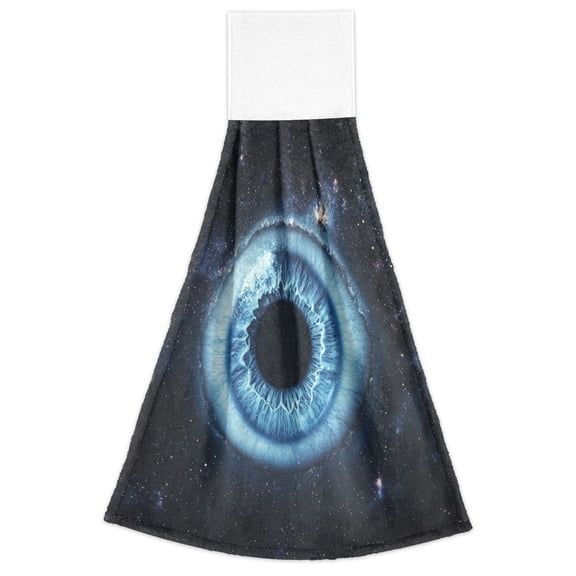 WOBOGO Blue Iris Pattern Hand Towel Set of 2 Absorbent for Kitchen and Bathroom With Velcro Hanging Loop 18.214in