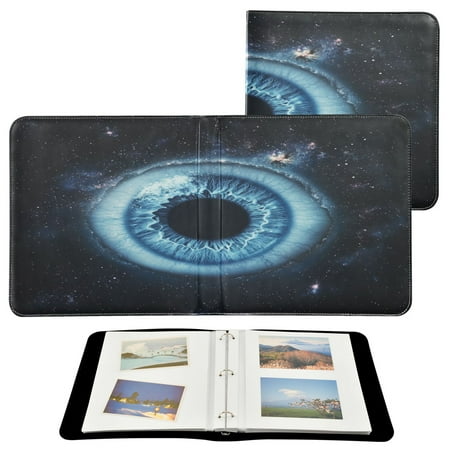 WOBOGO Blue Iris Pattern Photo Albums 20 Pages Large Capacity DIY Self-adhesive Page PU Leather Cover for Family Wedding Anniversary Baby Vacation Photos 24×11.8in