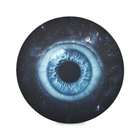 WOBOGO Blue Iris Pattern Round Placemats Set of 6 Heat Resistant Washable Kitchen Table Decorations 15.4in