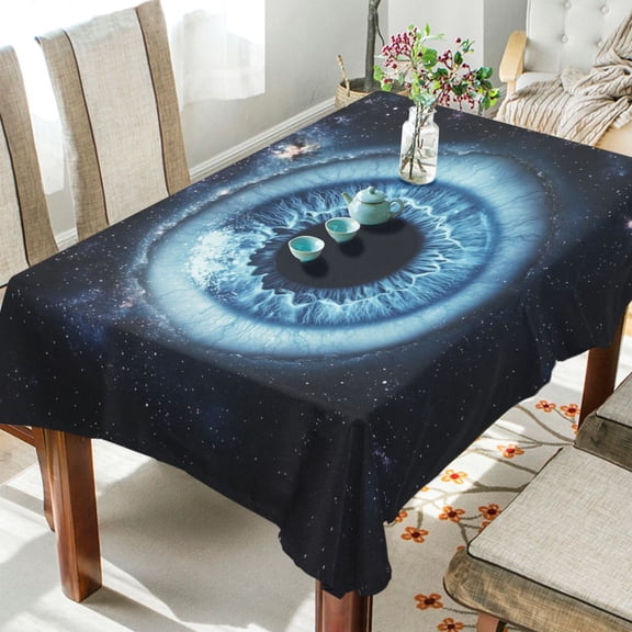 WOBOGO Blue Iris Pattern Square Tablecloth 54×54in Polyester Fabric Tablecloth Washable Dust Resistant Wrinkle Resistant