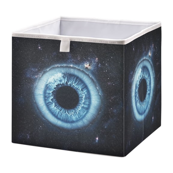 WOBOGO Blue Iris Pattern Storage Basket Foldable Easy to Clean Durable with Hollow Support Plate with Handle 11.02×11.02×11.02 in